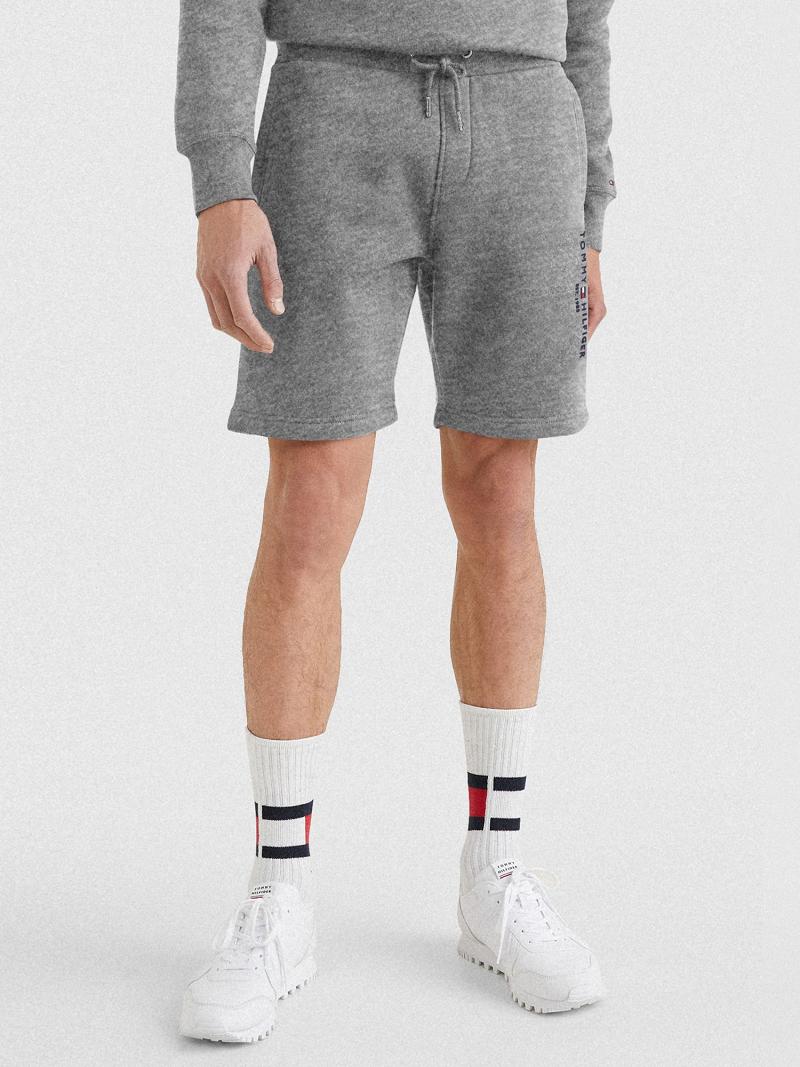 Férfi Tommy Hilfiger Logo sweatshorts Rövidnadrág Szürke | HU 996TCE